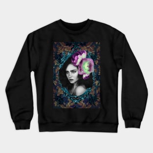 Violet and green Flower Eclectic Modern contemporary fine Artwork Portrait Crewneck Sweatshirt